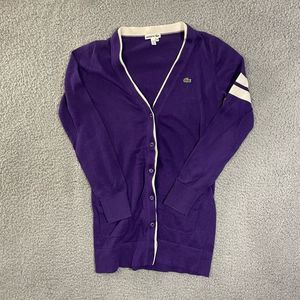 Lacoste Purple Cardigan with White Accents